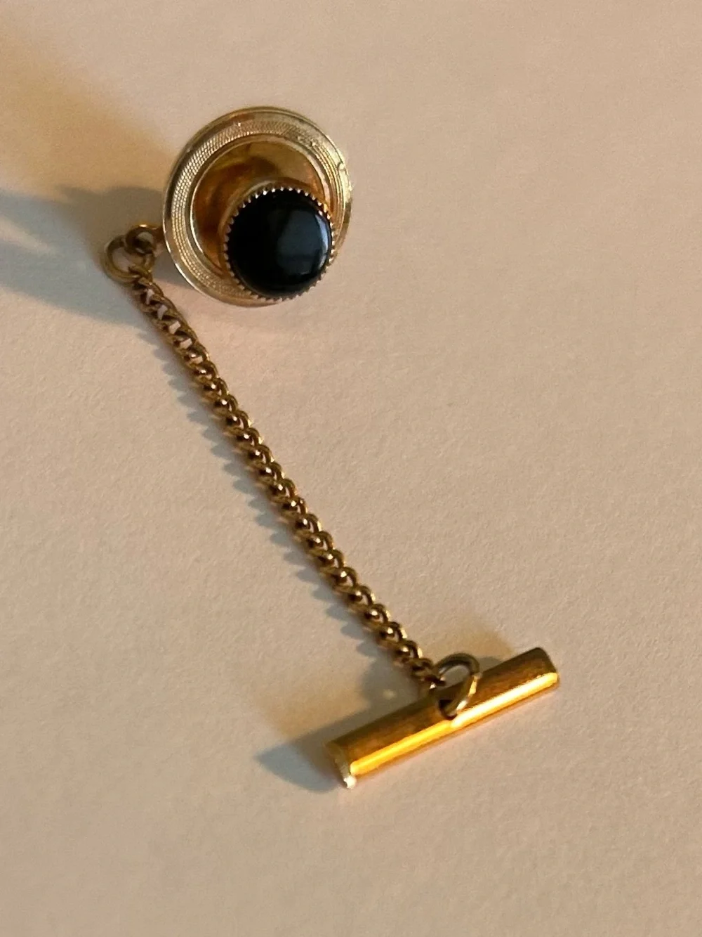 Vintage Gold-tone Tie Tack with Black Center